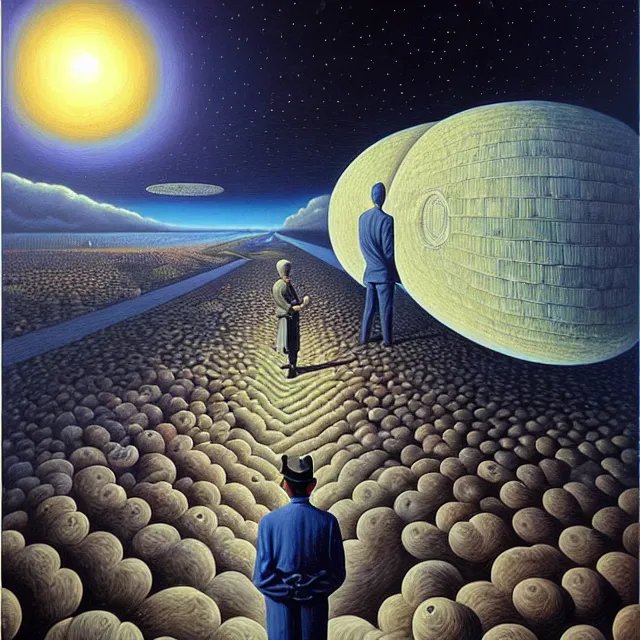 Image similar to an oil on canvas portrait of a man delving to deep into the ultimate truth, surrealism, surrealist, cosmic horror, rob gonsalves, high detail