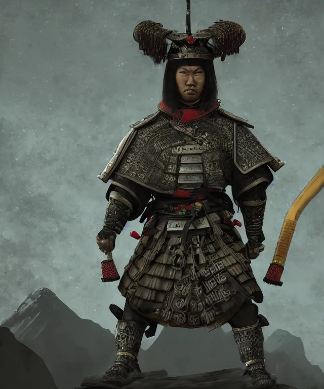 Image similar to an epic fantastic realism comic book style portrait painting of a japanese samurai, male with black hair and a green belt, apex legends, octane render, intricate detail, 4 k hd, unreal engine 5, ex machina, irobot