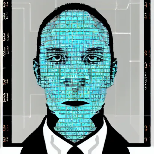 Image similar to hyperrealistic portrait DataNFT, your personal data avatar, key to the new data economy by H.P. Lovecraft