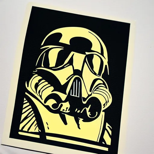 Image similar to tarot card portrait silkscreen of an angry futuristic star wars architect