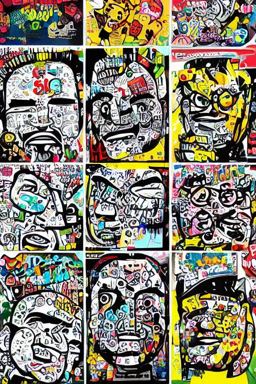 Image similar to sticker art, cronobreaker moai statue popart slap face caricature comic book illustration cartoon graffity street digital