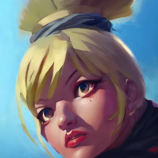 Image similar to greg manchess portrait painting of himiko toga as overwatch character, medium shot, asymmetrical, profile picture, organic painting, sunny day, matte painting, bold shapes, hard edges, street art, trending on artstation, by huang guangjian and gil elvgren and sachin teng