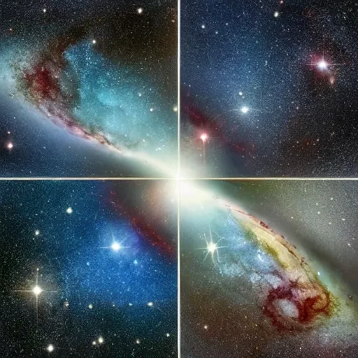 Image similar to a realistic photo of the universe split in half taken by james webb