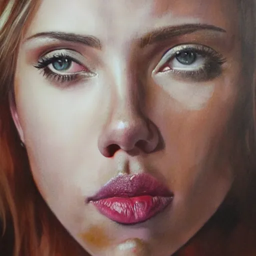 Prompt: hyper realistic candid portrait mixed media painting of beautiful Scarlett Johansson as a greek goddess, hyper detailed, realistic eyes, cinematic lighting, masterpiece