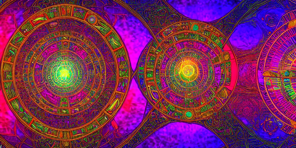 Image similar to dmt temple, sacred geometric buildings housing dmt time elves, psychedelic architecture, soul frequency, 8 k resolution, highly detailed,