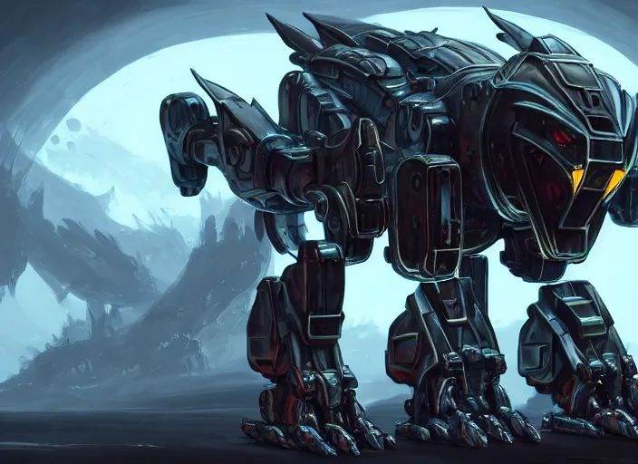 Prompt: epic, highly detailed cinematic fukll, shot of a gigantic feral robot mecha canine, detailed glowing head, metal ears, massive cannon mounted on back, sleek armor, glowing visor, detailed sharp metal claws, digital art, furry art, macro art, dragon art, furaffinity, deviantart, sofurry