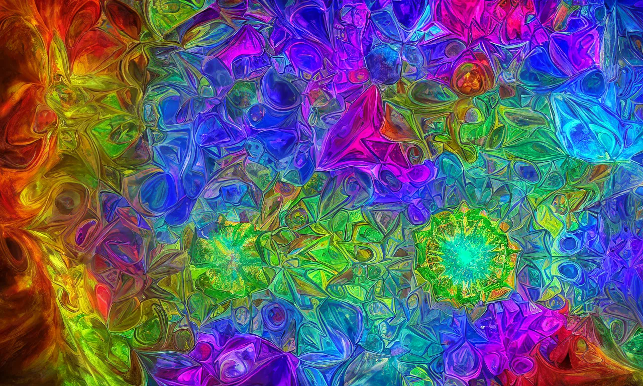 Prompt: acrylics blob voronoi engine laboratory 3 d volume kaleidoscope mandala fractal chakra digital multicolor stylized concept substance liquid nebula stone, a spectacular view cinematic rays of sunlight comic book illustration, by john kirby radiating a glowing aura global illumination ray tracing hdr depth fog overlay multiply photoshop layer