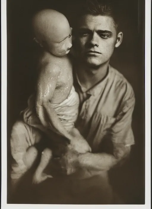 Image similar to kodak portra 4 0 0 wet plate photo image of a father how meet her son for the last time photorealistic cinematic light