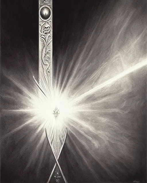 Prompt: spear of longinus, award winning photograph, radiant flares, realism, lens flare, intricate, various refining methods, micro macro autofocus, evil realm magic painting vibes, hyperrealistic painting by michael komarck - stephen gammell