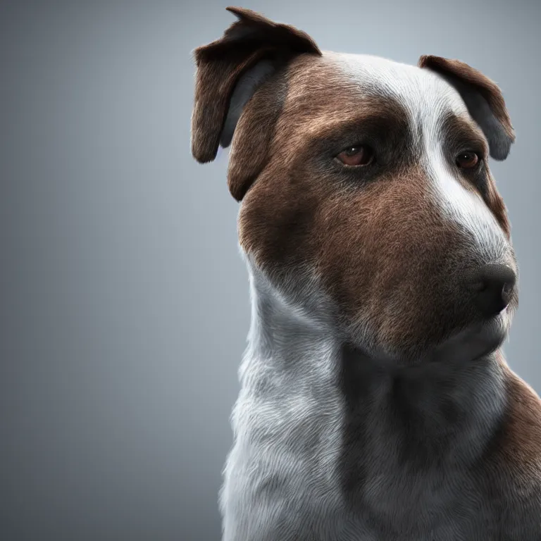 Image similar to photo of a dog, photorealistic, octane render, unreal engine, 8 k, high detailed