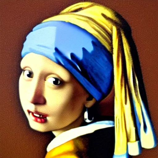 Prompt: mouse with a pearl earring, painting by johannes vermeer