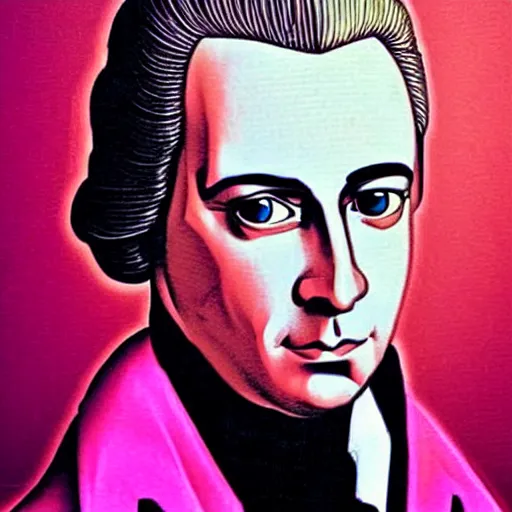 Prompt: portrait of amadeus mozart, in 8 0 s synthwave style