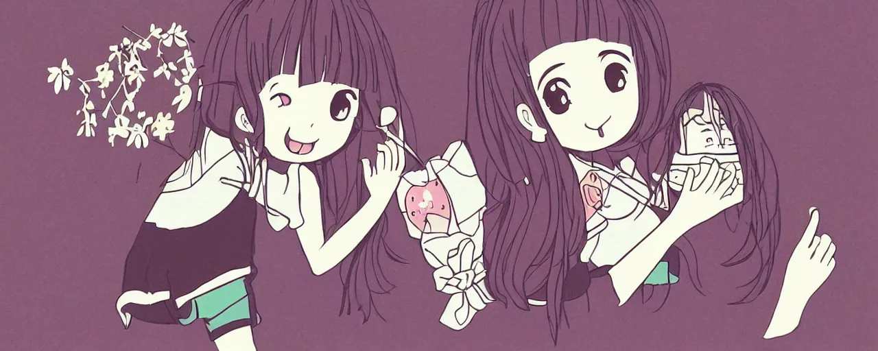 Image similar to “Illustration of a cute heroine from a Japanese love-comedy cartoon”