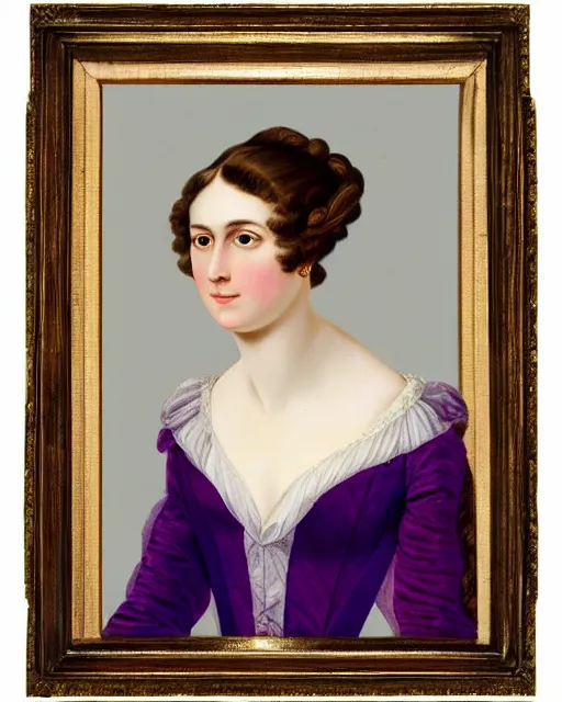 Image similar to regency portrait en buste of annasophia robb violet beauregarde leslie burke by Hughes Merle, perfectly detailed eyes, realistic fabric, abundant detail