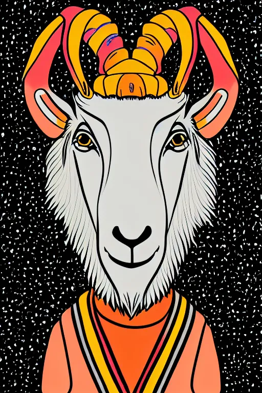 Image similar to Portrait of a goat that is a drug dealer, sticker, andromorphic, colorful, illustration, highly detailed, simple, smooth and clean vector curves, no jagged lines, vector art, smooth