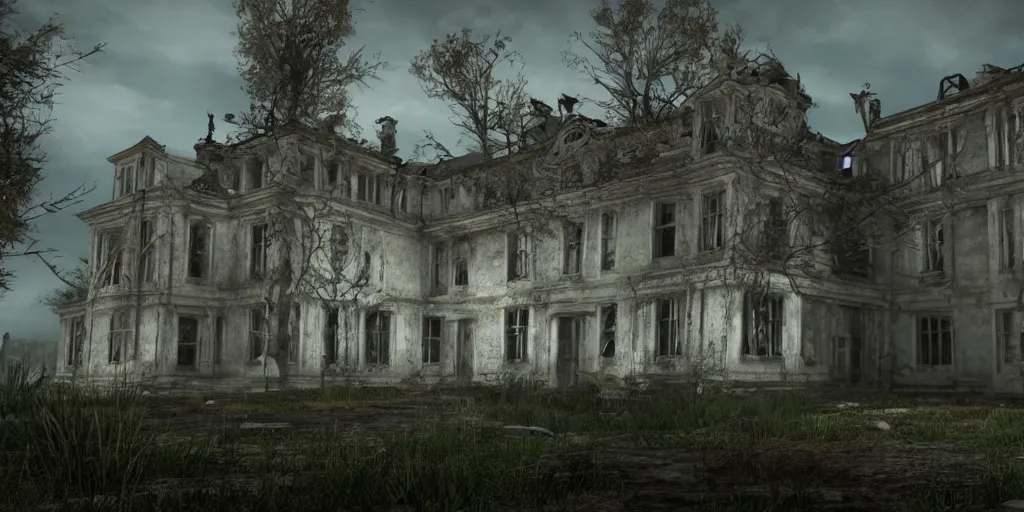 Image similar to investigating a haunted asylum, unreal engine