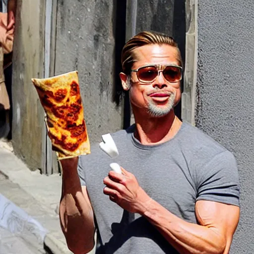 Prompt: brad pitt eating burrito, mexican street art