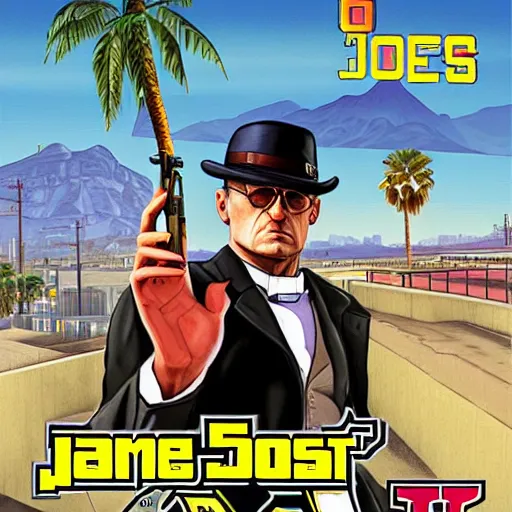 Image similar to James Joyce GTA V cover art