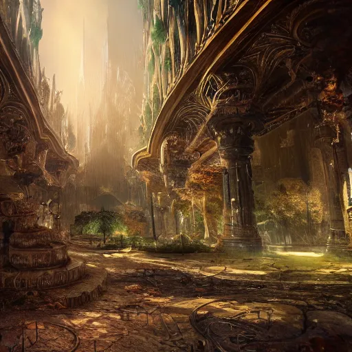 Image similar to ,inside a magical ethereal elven city, highly detailed, 4k, HDR, award-winning, artstation, octane render