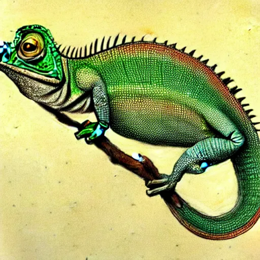 Prompt: a drawing of a chameleon, in the style of leonardo da vinci, leonardo da vinci