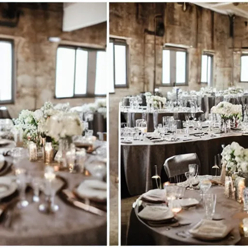 Image similar to industrial rustic ultra modern minimalist wedding centerpieces