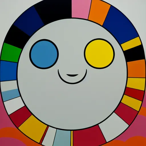 Prompt: sun shining through clouds, Takashi Murakami, Minimalist,