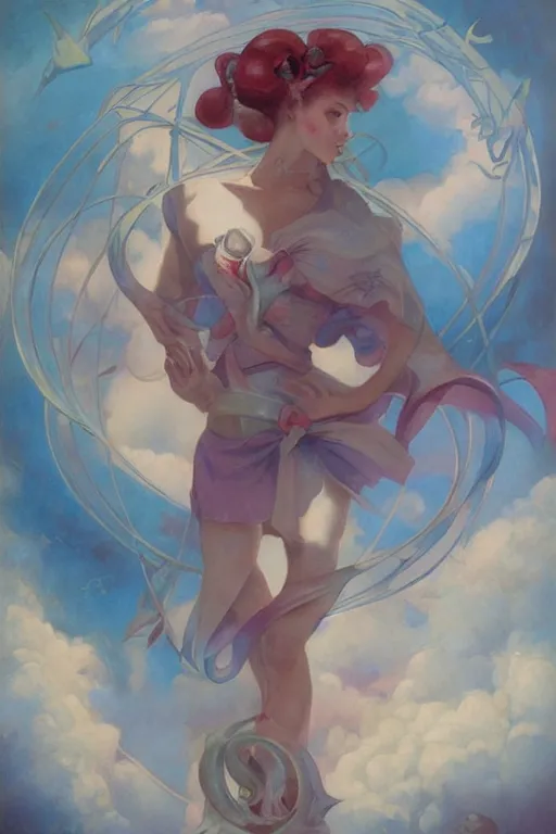 Image similar to Sailor Moon by Peter Mohrbacher in the style of Gaston Bussière, Art Nouveau