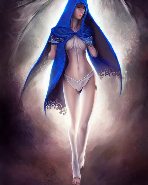 Prompt: A beautiful mysterious girl with hooded cobalt-blue eyes and silky white hair, guitar shape build, her wardrobe is attractive, full body, fantasy art, in the style of Tony Sart, illustration, epic art, fantasy, intricate, elgant, amazing detail, digital painting, artstation, concept art, smooth, sharp focus