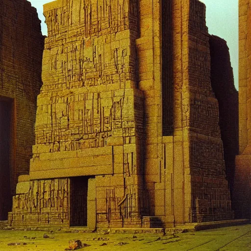 Image similar to The temple of the gods, detailed, immaculate scale, Zdzislaw Beksinski