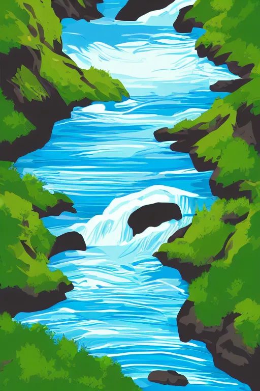 Image similar to mountain water illustration vector digital art trending on artstation