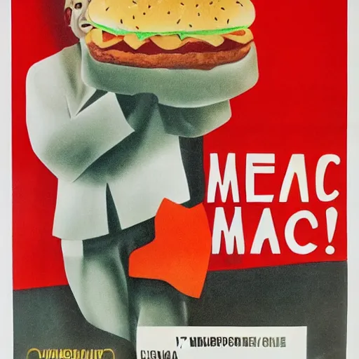 Prompt: mcdonald's big mac advertisement, soviet propaganda poster