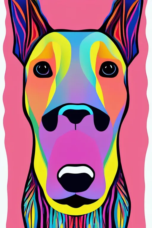 Image similar to minimalist boho style art of a colorful dog, illustration, vector art