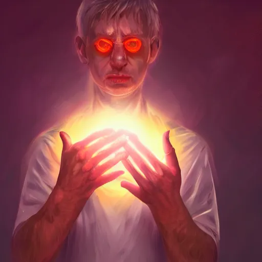 Image similar to a powerful psychic guy emitting psychic powers, highly detailed, digital painting, artstation, concept art, soft light, sharp focus, illustration