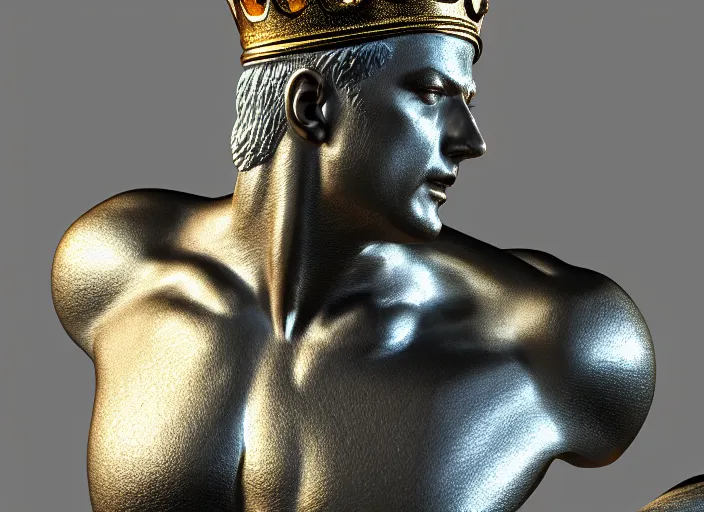 Image similar to king statue chrome reflect, highly detailed, 4 k, hdr, award - winning, octane render, artstation