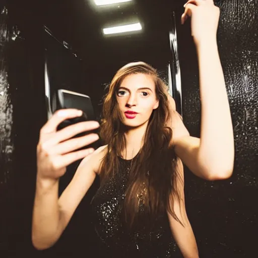 Image similar to beautiful girl takes a selfie in the toilet of a nightclub