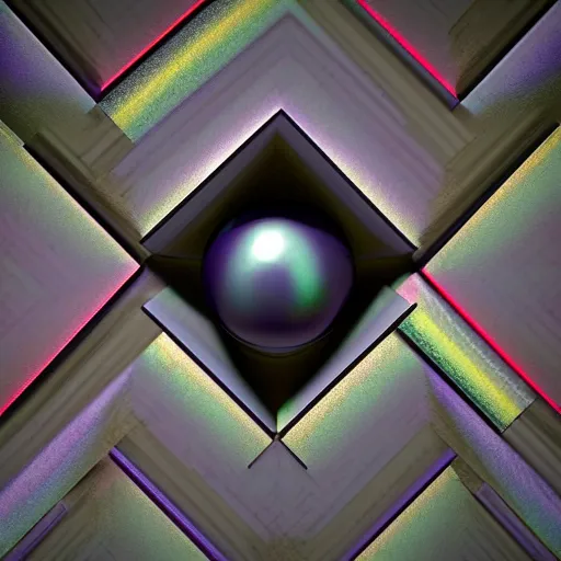 Image similar to a square, a triangle and a sphere by H.R Giger, surrealist artist, conncept art, bizarre artwork, crazy concepts, rainbow color scheme, depth of field, 3d Render