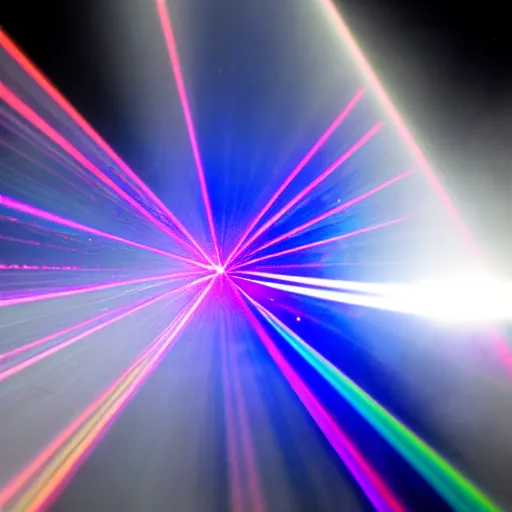 Image similar to 4 k photo of a laser shining through a prism of hell