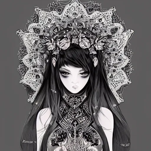 Image similar to demonic consort, heroine, beautiful, detailed symmetrical close - up portrait, intricate complexity, in the style of artgerm and kazuki tanahashi, cel - shaded