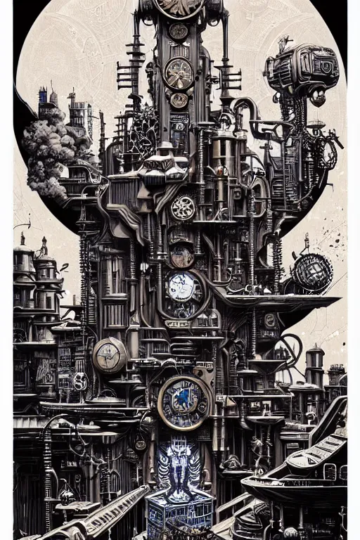 Image similar to a majestic steampunk alchemists scale, two point perspective, furniture, high details, bold line art, by vincent di fate and joe fenton, inking, etching, screen print, masterpiece, trending on artstation, sharp, high contrast, hyper - detailed,, hd, 4 k, 8 k