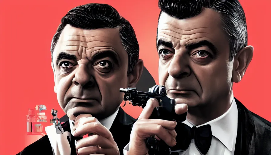 Prompt: Rowan Atkinson is James Bond, hyperdetailed, artstation, cgsociety, 8k