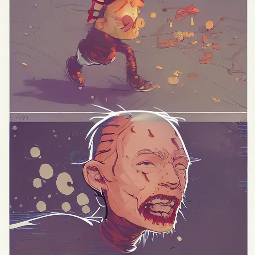 Image similar to a study of cell shaded portrait of Calvin and Hobbes concept art, llustration, post grunge, concept art by josan gonzales and wlop, by james jean, Victo ngai, David Rubín, Mike Mignola, Laurie Greasley, highly detailed, sharp focus, alien, Trending on Artstation, HQ, deviantart, art by artgem