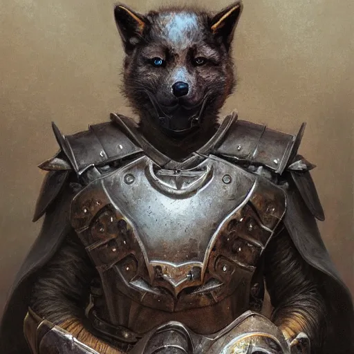 Image similar to skyrim ebony armor, realistic anthropomorphic shiba inu, fantasy, ebony armor glowing aura, by donato giancola and greg rutkowski and wayne barlow and zdzisław beksinski, realistic face, visible face, digital art, artstation, symmetry