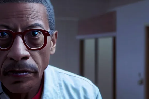 Image similar to “ very very high quality screenshot of gus fring in a pixar movie, rendered in octane 8 k with detailed cinematic lighting and shading, award - winning crisp details ”