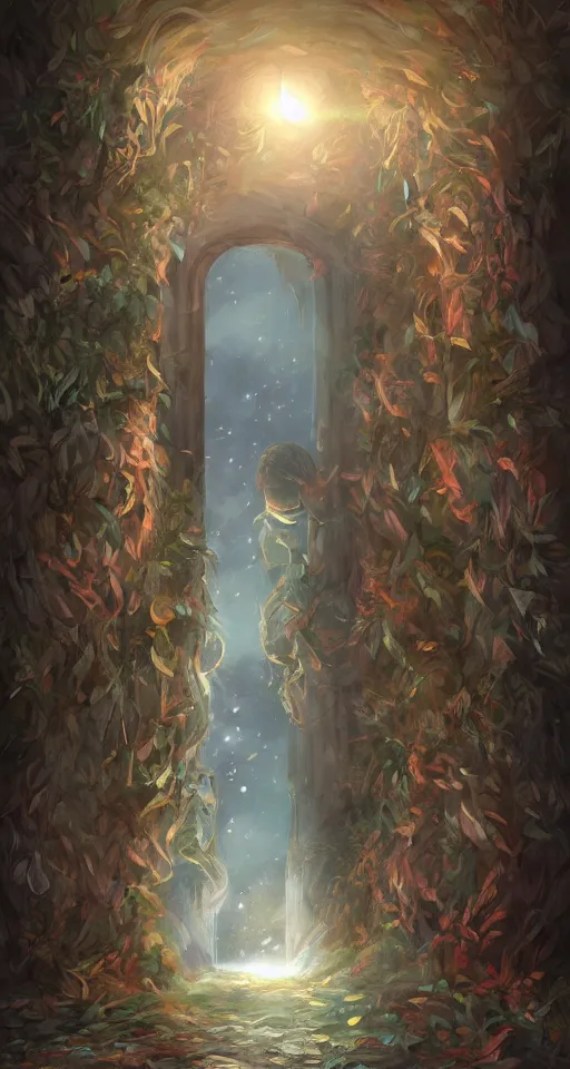 Prompt: A beautiful artwork illustration, a doorway across dimensions, featured on artstation, wide angle, vertical orientation