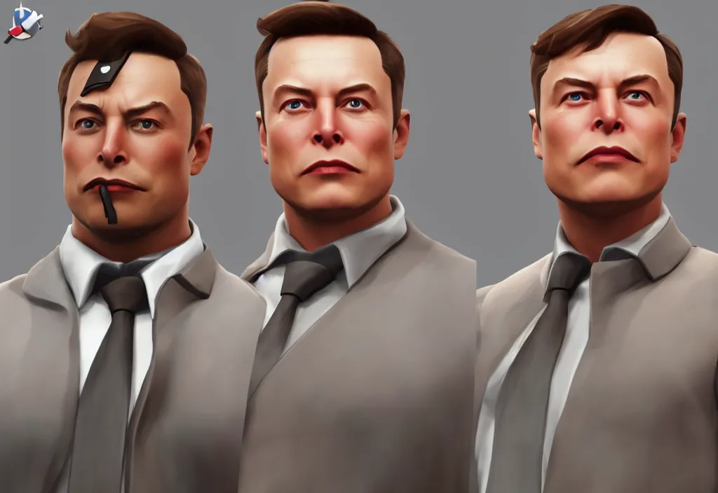 Image similar to elon musk in team fortress 2, elon musk in the video game team fortress, gameplay screenshot, close up, 3 d rendering. unreal engine. amazing likeness. very detailed.