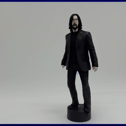 Prompt: An amiibo of Keanu Reeves, white background