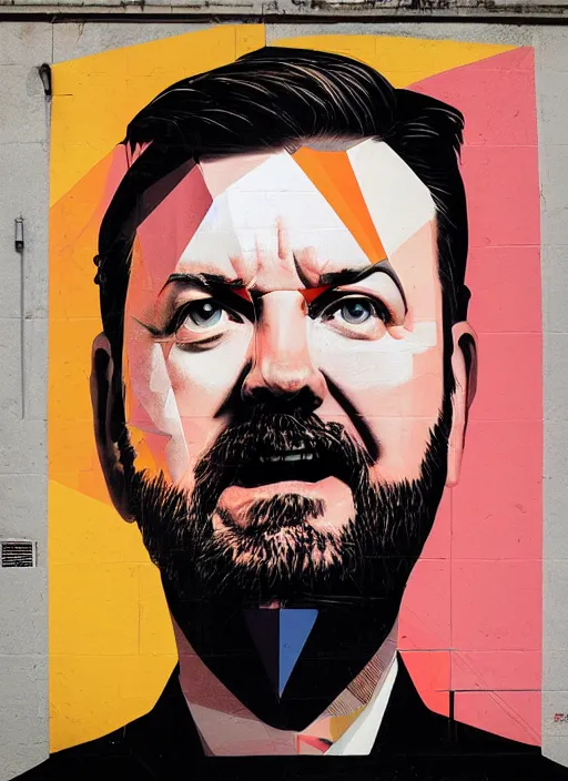 Image similar to symmetry!! portrait of ricky gervais by sachin teng, organic, cables, matte painting, geometric shapes, hard edges! graffiti, street art