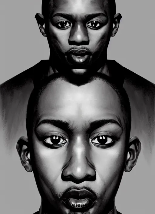 Image similar to portrait of a wide faced black man with a crooked nose and a confident expression, 1 9 6 0 s, black clothes, goth, punk, brightly coloured hair, funk, intricate, elegant, highly detailed, digital painting, artstation, concept art, smooth, sharp focus, illustration, art by wlop, mars ravelo and greg rutkowski