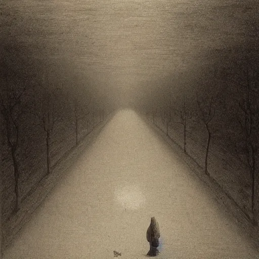 Prompt: old roads now turned eerie, by Odd Nerdrum, by M.C. Escher, beautiful, eerie, surreal, colorful