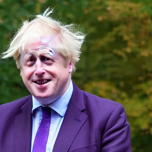 Image similar to I was standing alone in my old school playground Purple leaves blowing everywhere All my teeth started falling out And Boris Johnson was standing there